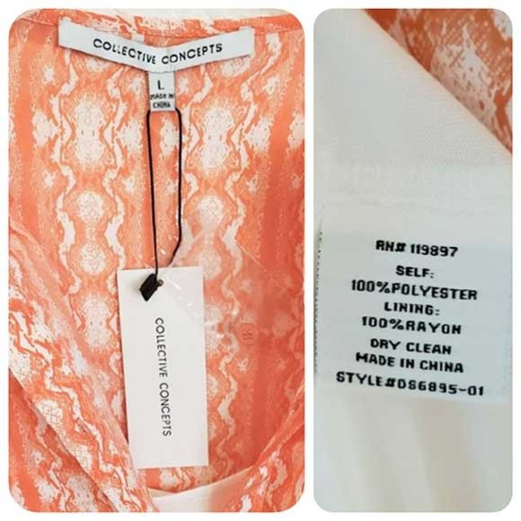 Collective Concepts Coral Print Dress-NWT-Large - Picture 6 of 6